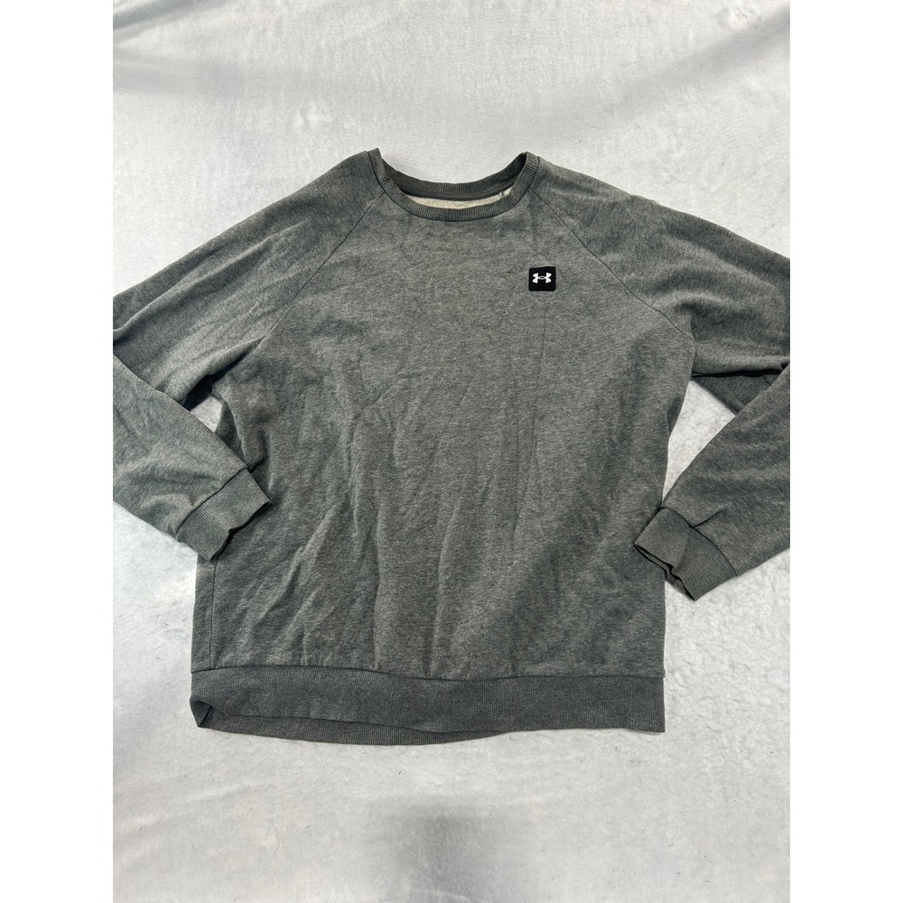 Under Armour Mens Medium Gray Loose Fit Raglan Crewneck Sweatshirt Pullover